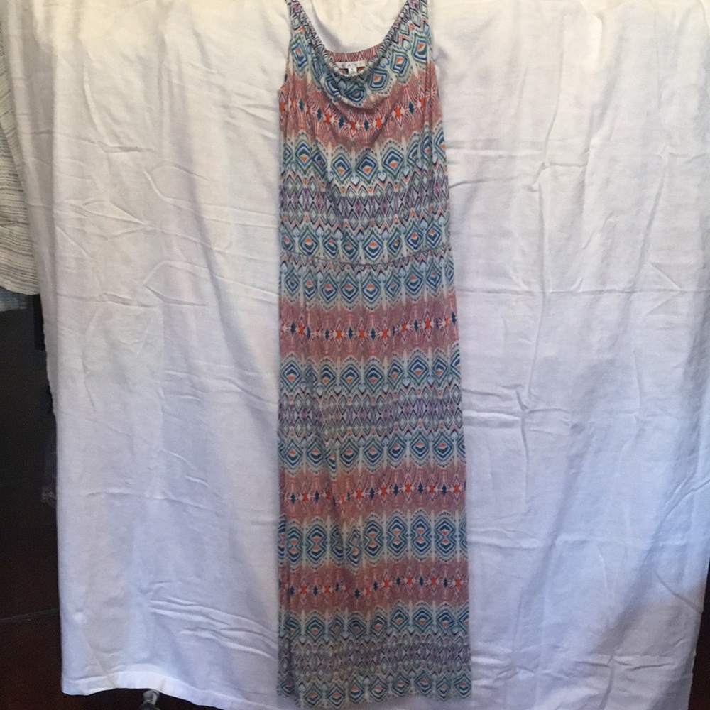 CAbi NWOT fun Pattern drape neck maxi dress